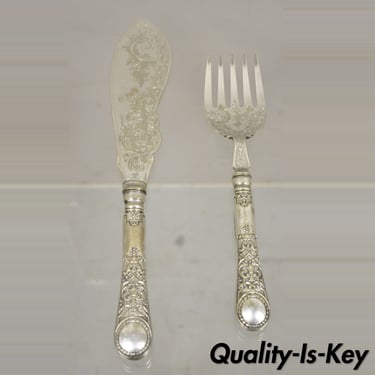 William Hutton & Sons English Victorian Silver Plated Fish Service Cutlery Set