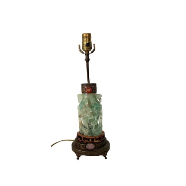 Antique Carved Nephrite Jade Lamp 
