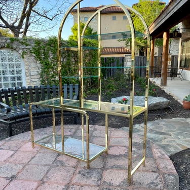 Arched Brass and Glass 2-piece Etagere, C. 1970s-80s 