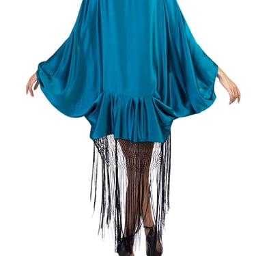 Morphew Collection Lyons Blue Silk Charmeuse Cocoon With Fringe 