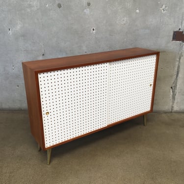 Vintage Walnut Credenza With Brass Legs