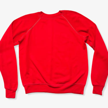 Vintage 1970s Red Raglan Sweatshirt ~ fits S to M ~ Crewneck ~ Jumper ~ Basic / Minimalist ~ Gussets 