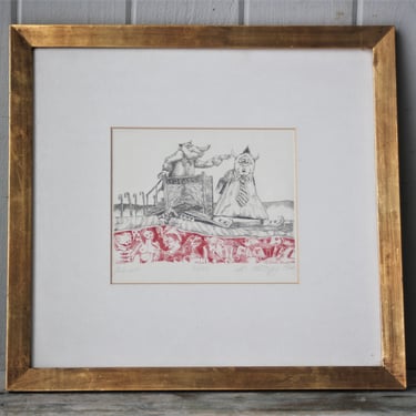 Vintage engraving József Zé Kovács, Political Theater 1984 Print 88/100 