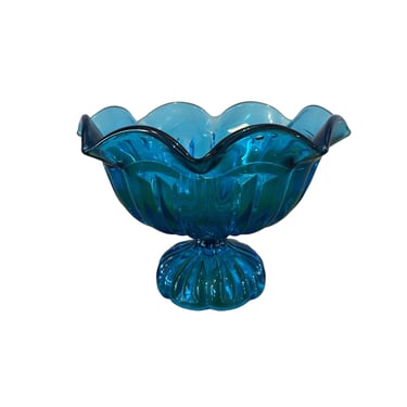 Rare Vintage Mid Century Modern Blue Glass Candy Dish 