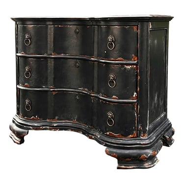 Vintage 1990s Gustavian Style Arbalette Front Serpentine Chest of Drawers / Commode - Newly Painted 