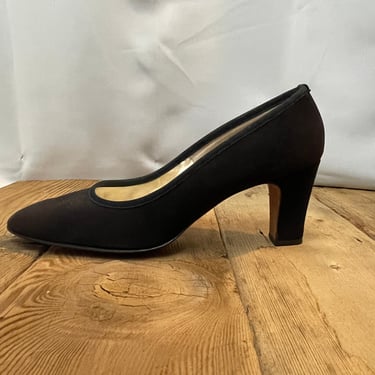 1950s Black Suede Heels pumps Chunky Pinup Betty Page 5 