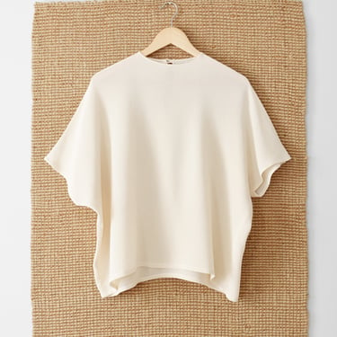 vintage boxy silk top, oversized cream shirt 