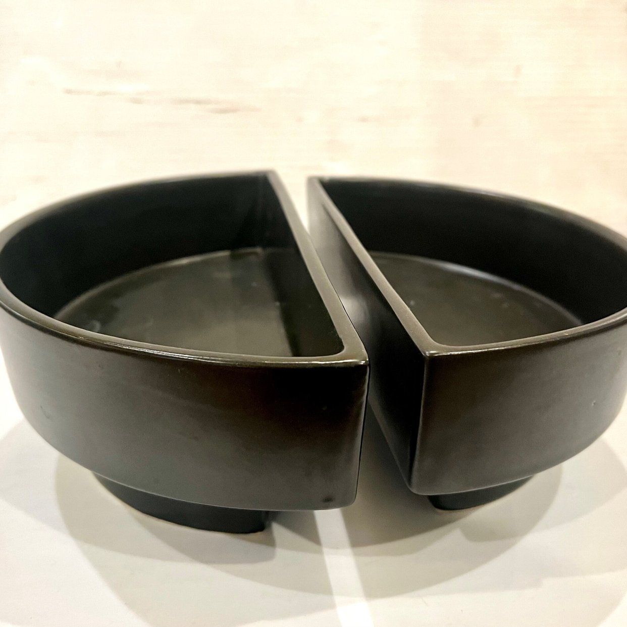 Pair of Black Mate Ceramic Ikebana Planters Modernist | Klassik - San ...