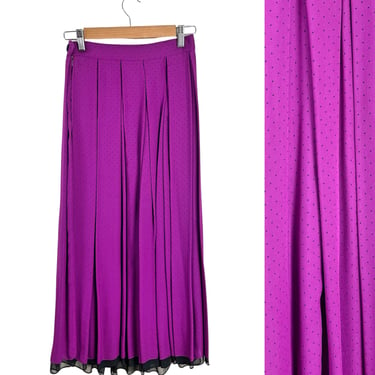 1980s fuchsia silk pleated midi skirt - Perry Ellis Portfolio - size S-M 