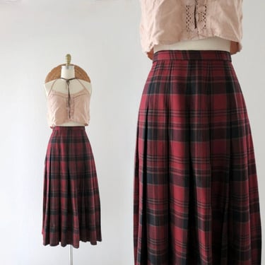 full wool library skirt - 29 -pendleton vintage womens wool plaid classic academia Oxford red check midi small skirt 