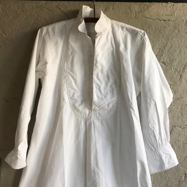 French Gents Dress Shirt, Edwardian Chemise, Fine Quality White Cotton, Monogrammed 