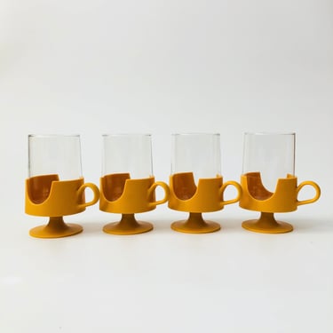 MCM Yellow Glass-Snap Mugs by Corning - Set of 4 