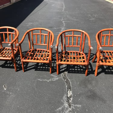 FOUR vintage bamboo club chairs - great details 