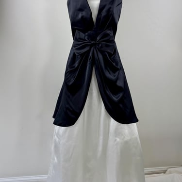 1980s Roberta Satin Taffeta Prom Dress 