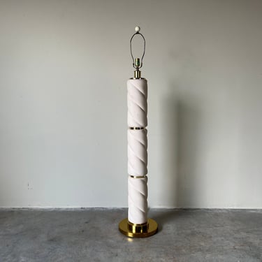80's Postmodern Twisted Ceramic and Brass Floor Lamp 