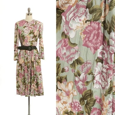 Vintage 90s floral rayon midi dress 