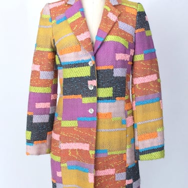 Bazar de Christian Lacroix Wool Patchwork Woven Coat