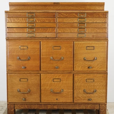 Vintage Shaw Walker Oak Modular Flat File Cabinet