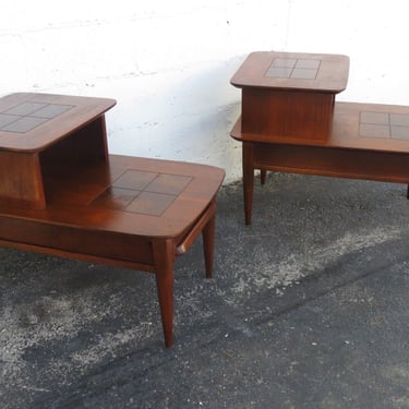 Stanley Mid Century Modern Nightstands Side End Lamp Tables a Pair 3467