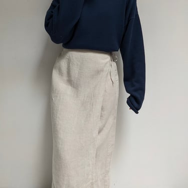 Vintage Oat Linen Wrap Skirt