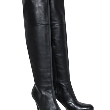 Stuart Weitzman - Black Leather Platform Stiletto Boots Sz 8.5