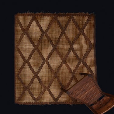Medium Sized Early Coco Colored Tuareg Carpet with an Overall Interlaced Diamond Pattern