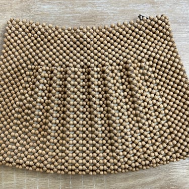 wood bead purse vintage 1960s bohemian clutch handbag 