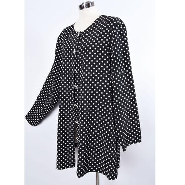 1980's Black & White Polka Dot Jacket Dress Devin James Designer Vintage 80's 1950's style Rockabilly Shirt Dress 