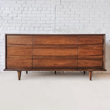 American of Martinsville Walnut 9 Drawer Dresser