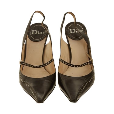 Dior Black Grommet Kitten Heels