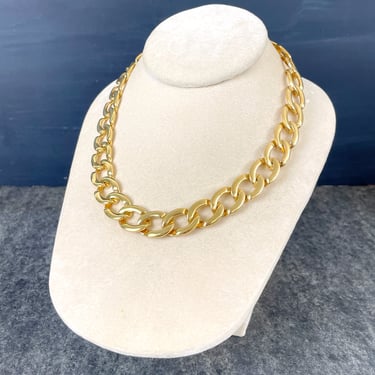 Monet curb chain goldtone necklace - 1980s vintage 