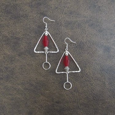 Hammered silver triangle earrings 
