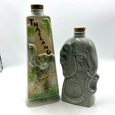 Jim Beam Decanter, SOLD SEPARATELY, 1969 Thailand "A Nation of Wonder" Decanter, 1956 Elephant Decanter, Vintage Whiskey Bottles 