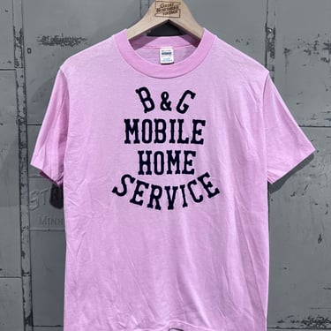 70s Pink flock print mobile home tshirt  Aesthetic pink color Graphic T Shirt size medium unisex  humor 