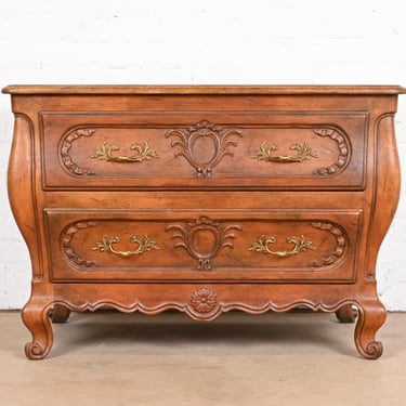 Baker Furniture French Provincial Louis XV Carved Walnut Commode or Chest of Drawers