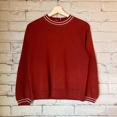Small, Vintage 1960s Penneys Red Acrylic Crewneck Sweatshirt, Red 