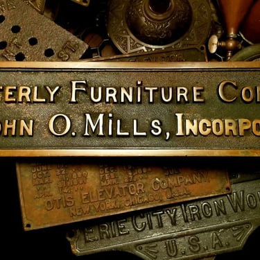 1910's Antique Westerly R.I Furniture Company High St John Olcott Mills Plaque 