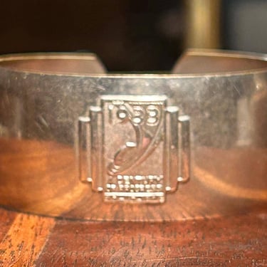 World Fair Cuff Bracelet Century If Progress Chicago 1933 Vintage Retro Jewelry 