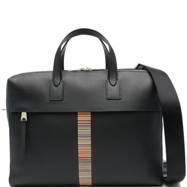 Paul Smith Men Signature Stripe Leather Briefcase
