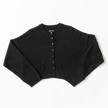 Cotton Cropped Cardigan in Black