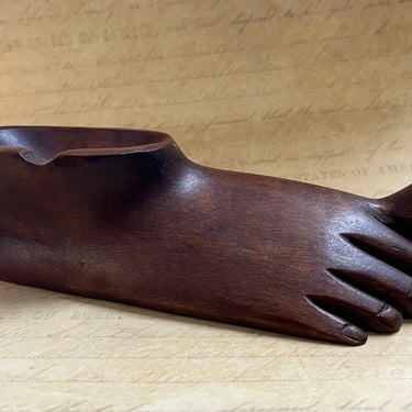 vintage foot ashtray wood carved hippie big toe wooden figurine 