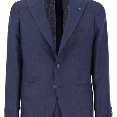 Tagliatore Men Linen And Virgin Wool Two-Button Jacket