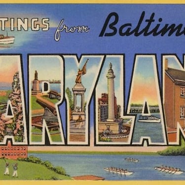 Greetings From Baltimore Vintage Image, Art Print