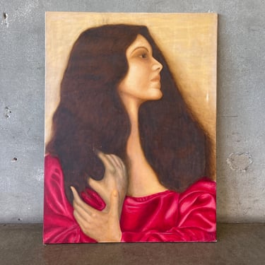 Vintage Oil on Canvas Female Painting