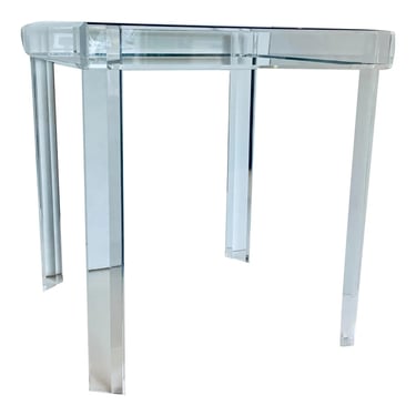 Vintage Lucite and Glass Square End Table