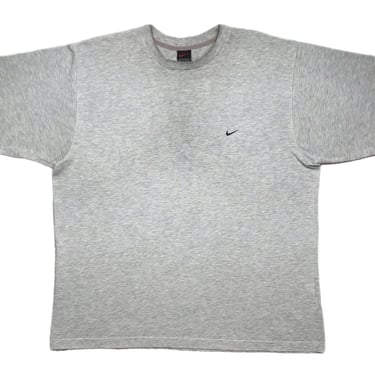 Vintage 90s Nike Side Swoosh Essential Grey Embroidered T-Shirt Size XL 