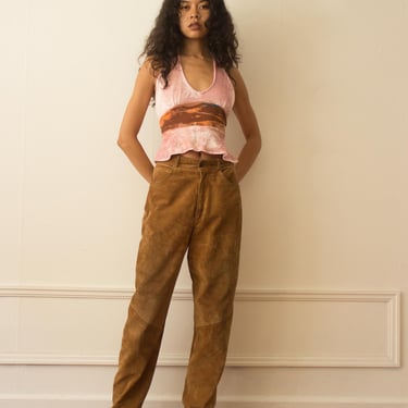 1980s Tan Nubuck Tapered Slouch Trouser 