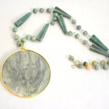 1940s Mexican Bead Necklace with Pendant 