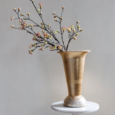 turn of the century French zinc florist vase, gold finish