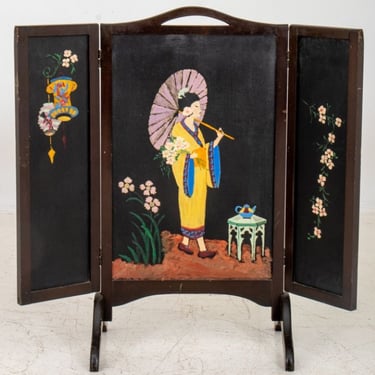 Foldable Wood Fire Screen With  Acrylic on Panel